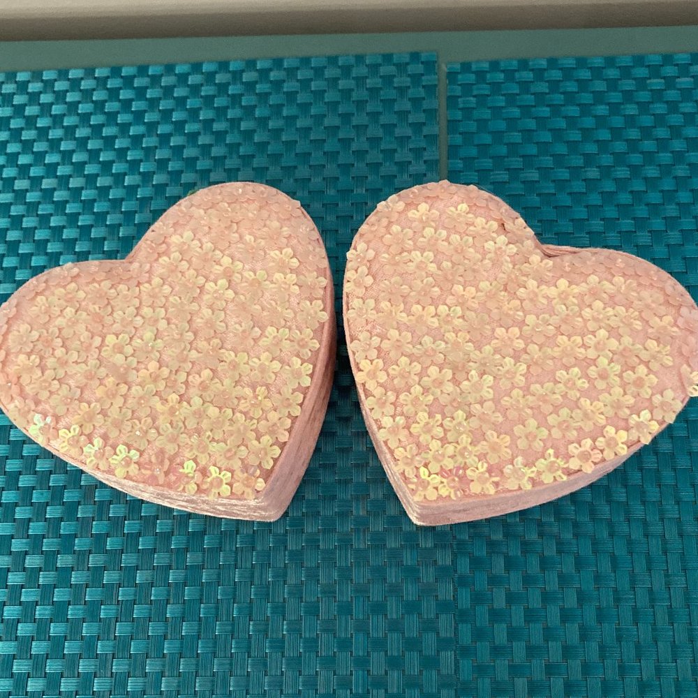 Heart Shaped Lidded Trinket Keepsake Boxes Set of 2